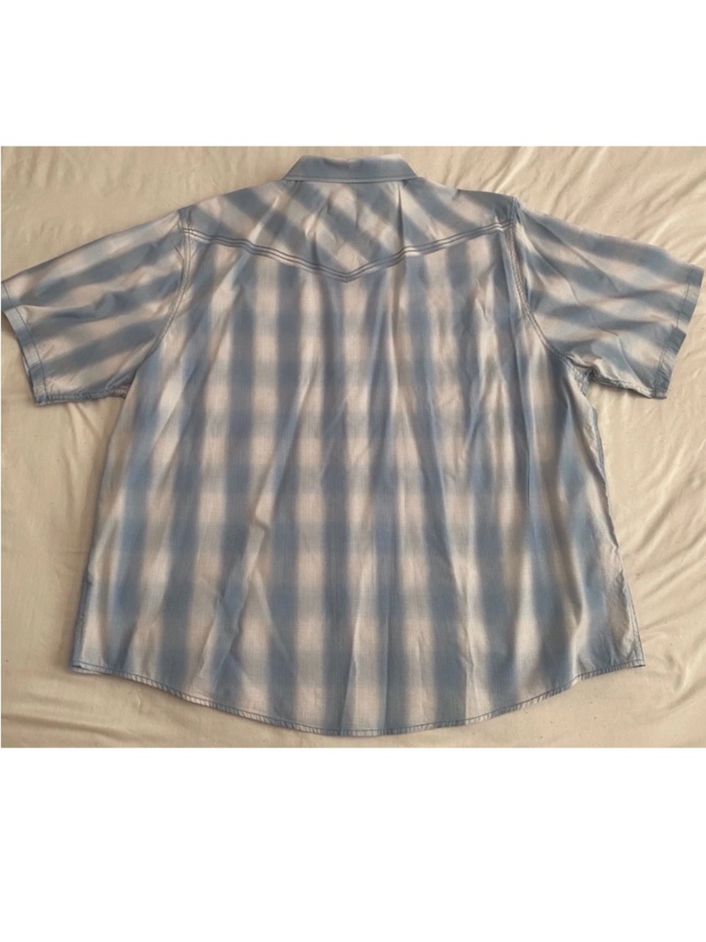Light Blue and White Cody James Plaid Short-Sleeve Men's Shirt